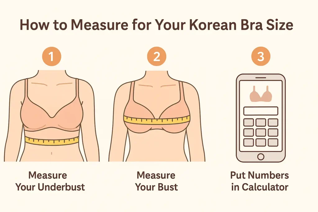 Steps to measure underbust and bust for Korean bra size