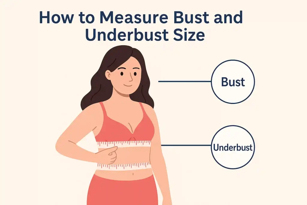 Illustration showing how to measure bust and underbust for Philippines bra size