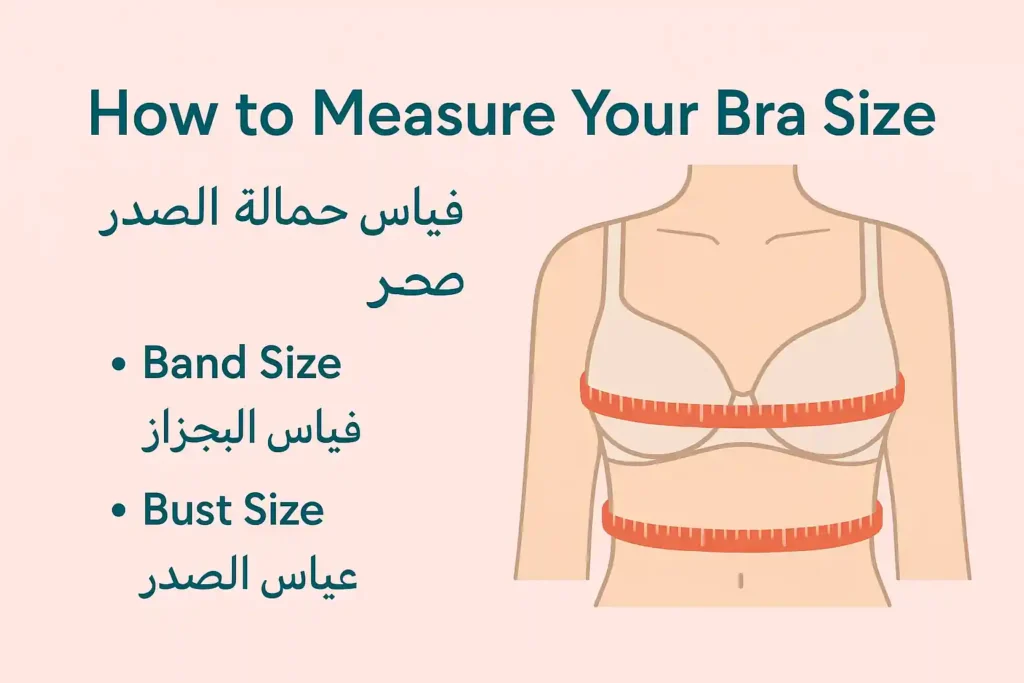 How to measure Oman bra size using band and bust tape guide.